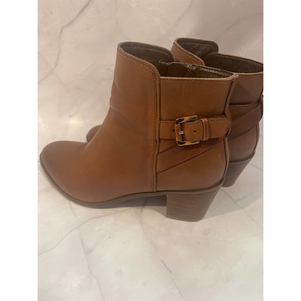 Sam Edelman Gold Buckle Tan Leather Booties